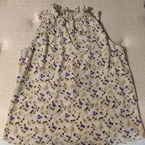 Dalia White and Purple Sleeveless Top